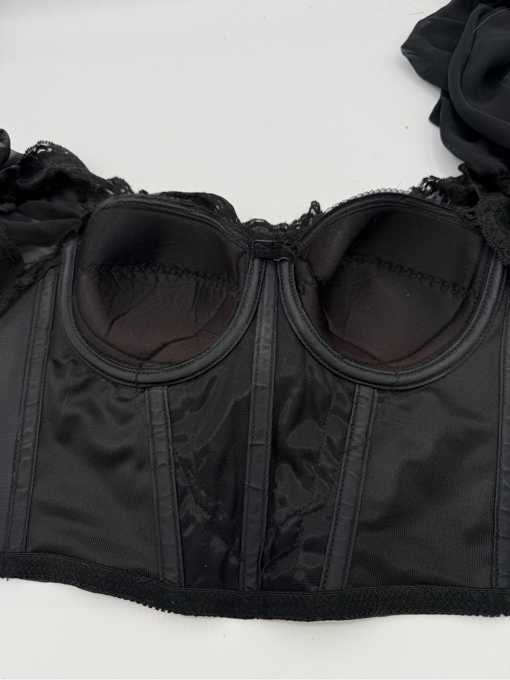 Vintage Corset Long Sleeve Top Beaded Embroidered Whimsigoth Dark Romantic Vamp - Picture 12 of 13